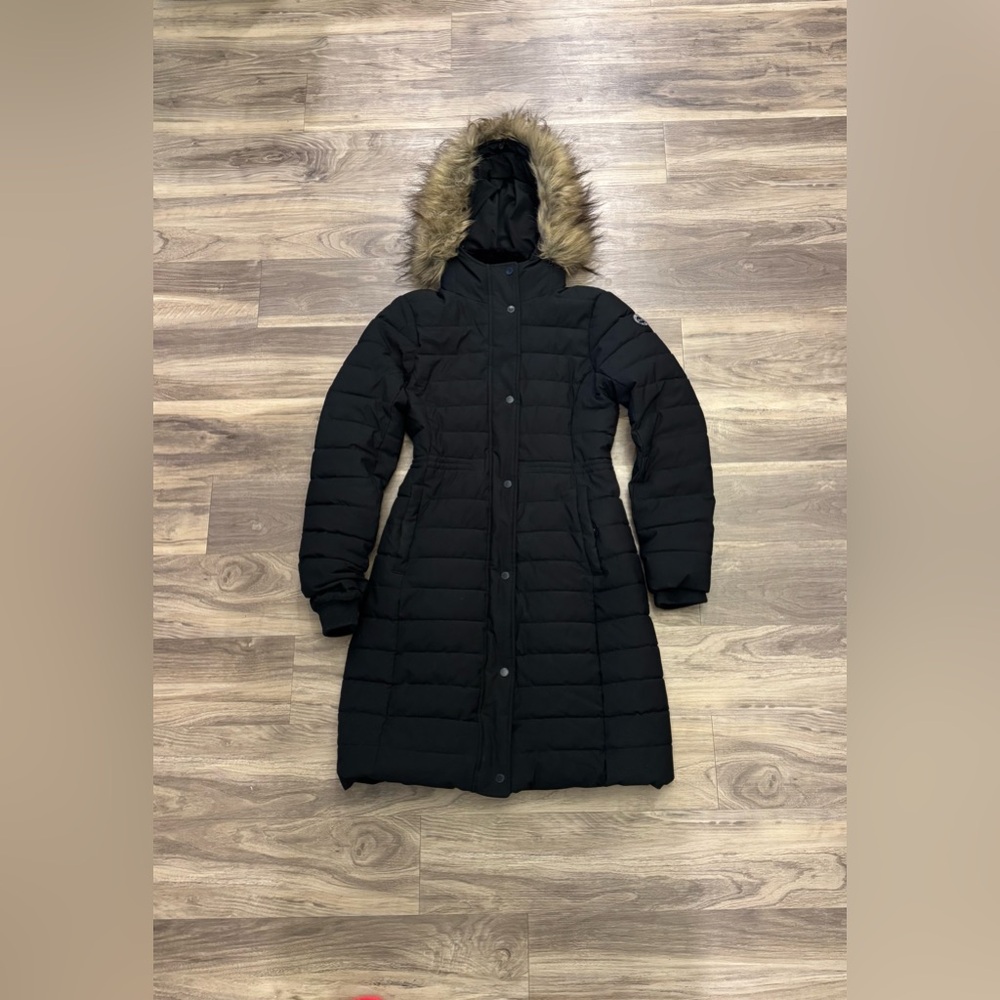 Abercrombie & Fitch Black Puffer Coat With Fur Hood